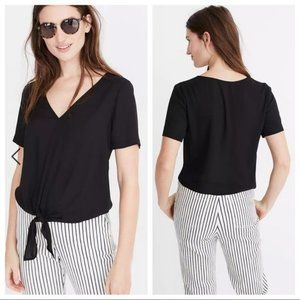 Madewell Black Novel Tie Front Top Tee Shirt
